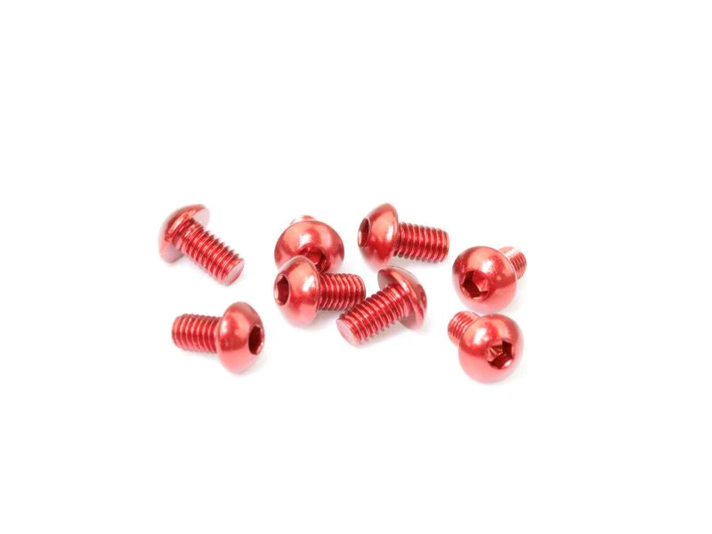 B01305-AR - M3x5mm ALU BUTTON HEAD SCREW (Red/8pcs)