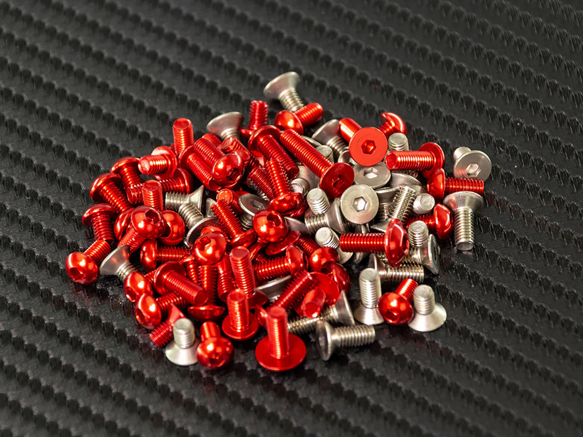 T299 - IF14-2FWD ALUMINUM / TITANIUM SCREW SET (Red)